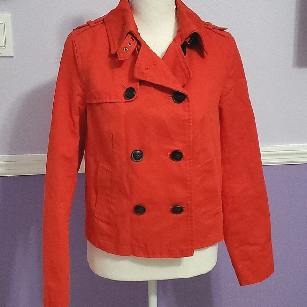 GAP Red Double Breast Button Military Modern Chic Long Sleeve Utility Blazer XS